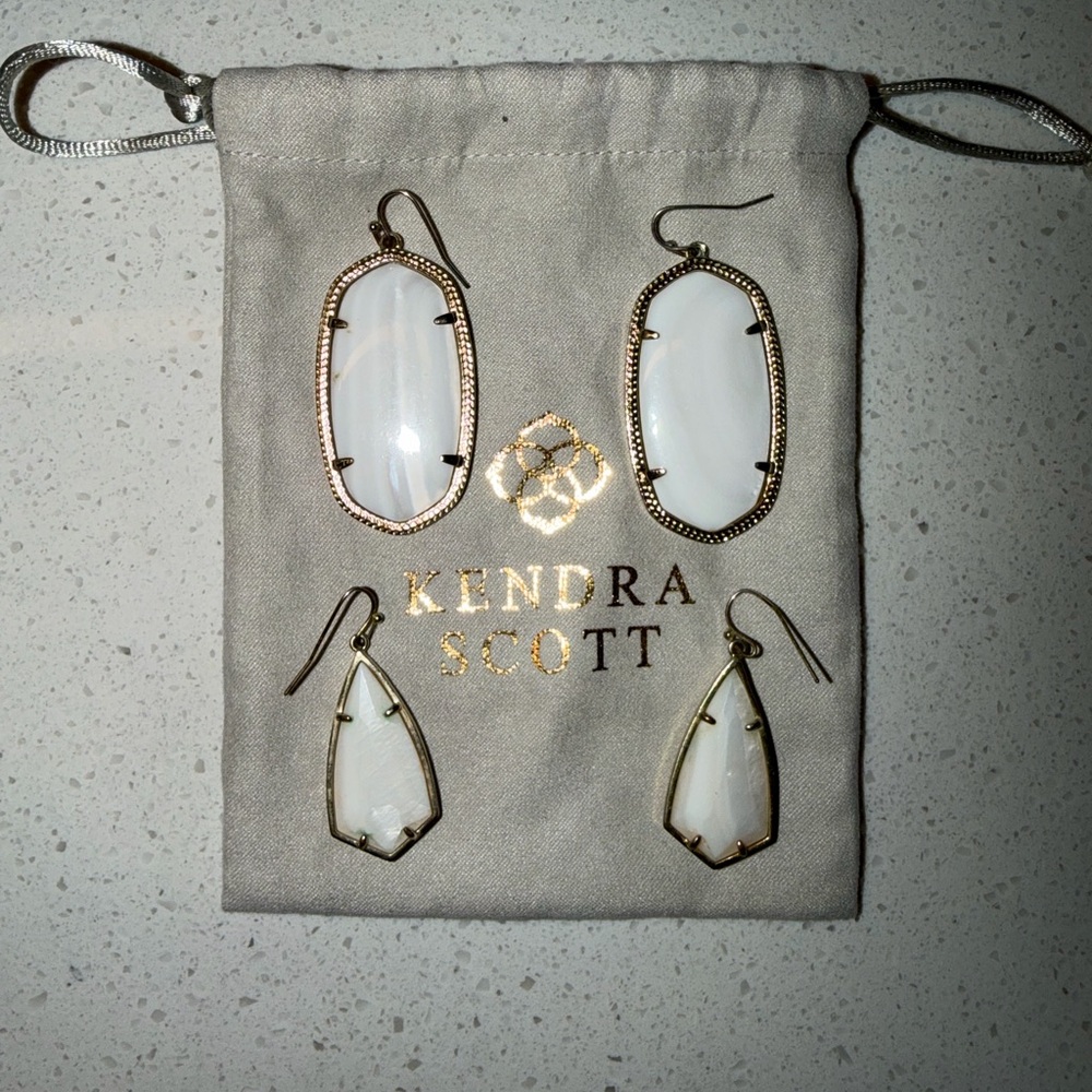 Kendra Scott White Danielle and Carla Drop Earrings